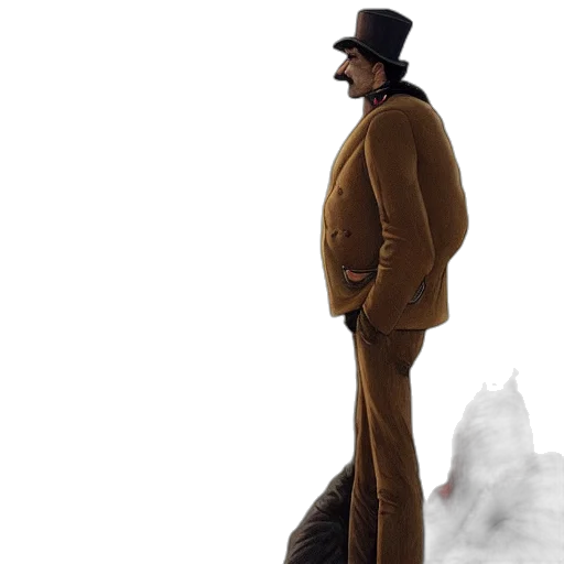 jacket, hat, staff, animal transparent PNG cut-out
