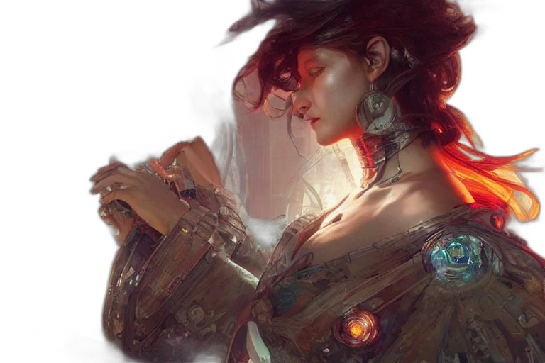 robot, jewelry, cyberpunk, fantasy art transparent PNG cut-out
