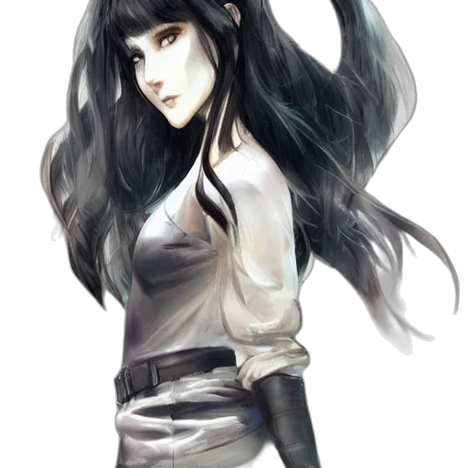 hair, face, staff, fantasy art transparent PNG cut-out