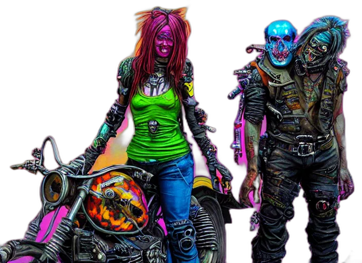 concept art, cyberpunk, comic book art, neon transparent PNG cut-out