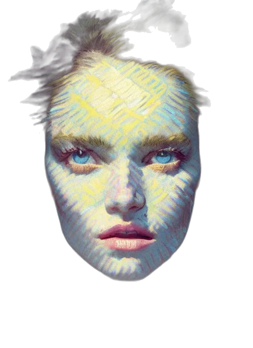 face, mask, hair, jacket transparent PNG cut-out