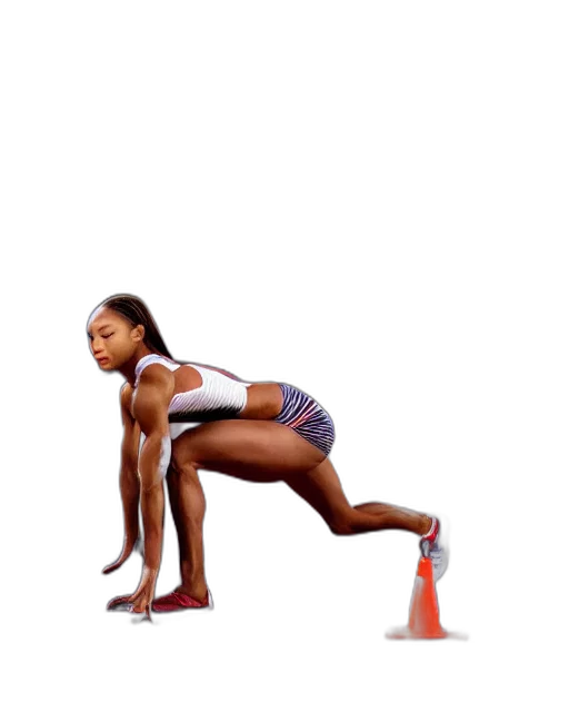 allyson, felix, crouching, meter transparent PNG cut-out