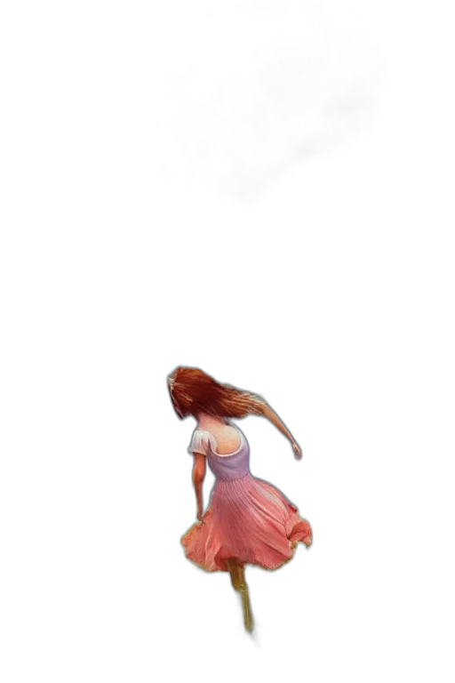 dress, hair, staff, creature transparent PNG cut-out
