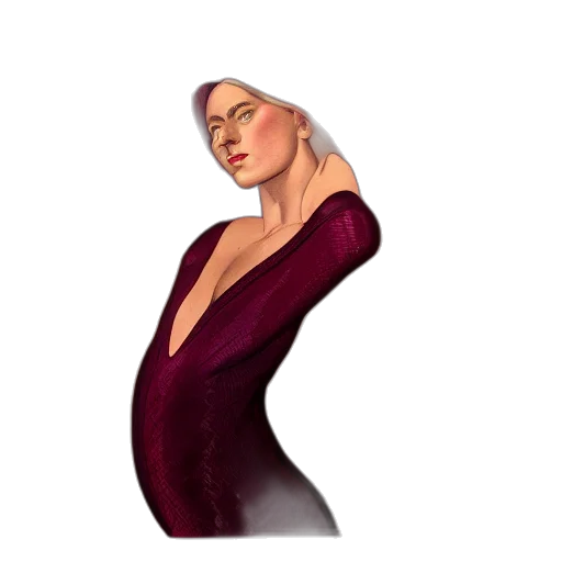 dress, face, 3d render, concept art transparent PNG cut-out
