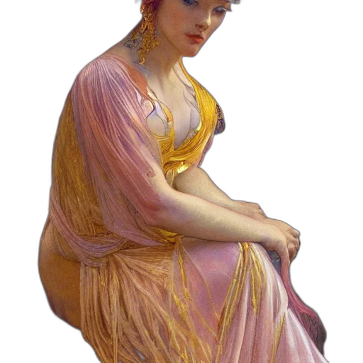 dress, jewelry, crown, staff transparent PNG cut-out