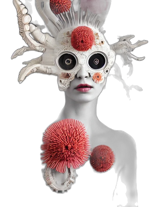 mask, creature, concept art, 3d render transparent PNG cut-out