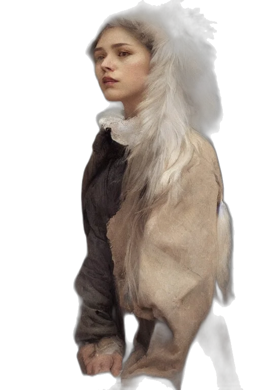 jacket, hair, staff, dragon transparent PNG cut-out