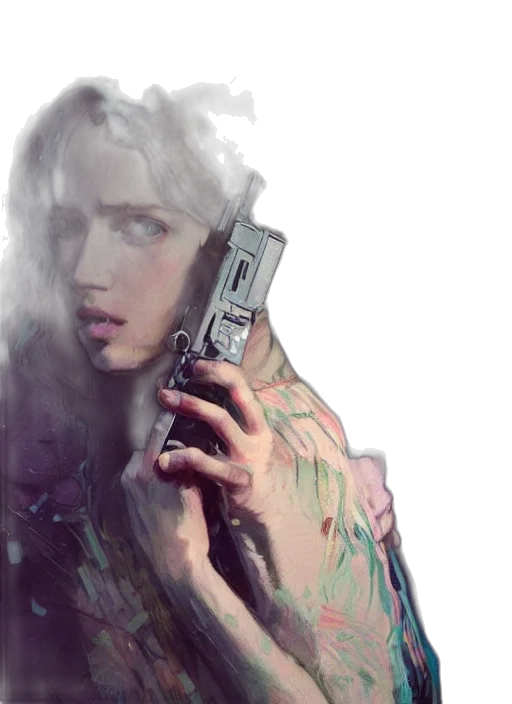 weapon, jacket, face, robot transparent PNG cut-out