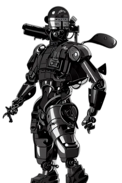 robot, weapon, cyberpunk, concept art transparent PNG cut-out