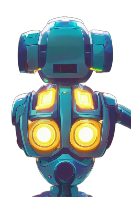 robot, 3d render, concept art, pixel art transparent PNG cut-out