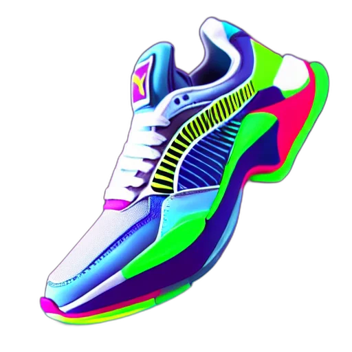 shoes, vaporwave, 3d render, concept art transparent PNG cut-out