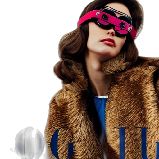 mask, woman, googles, editorial transparent PNG cut-out