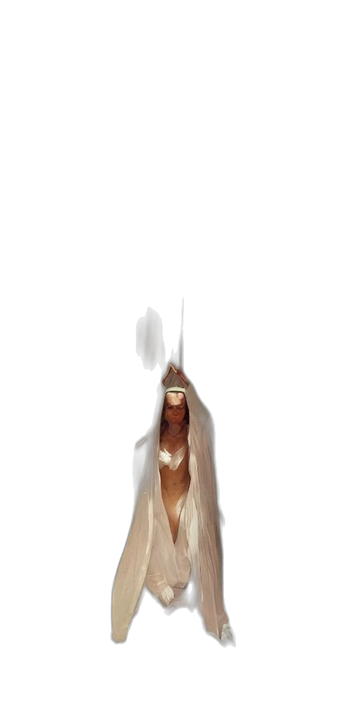 creature, staff, dress, hair transparent PNG cut-out