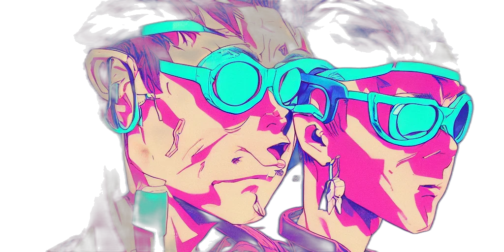 mask, jacket, face, vaporwave transparent PNG cut-out
