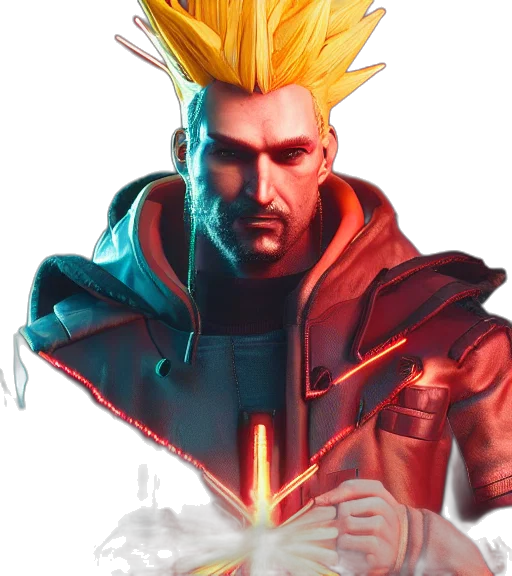 jacket, staff, weapon, face transparent PNG cut-out