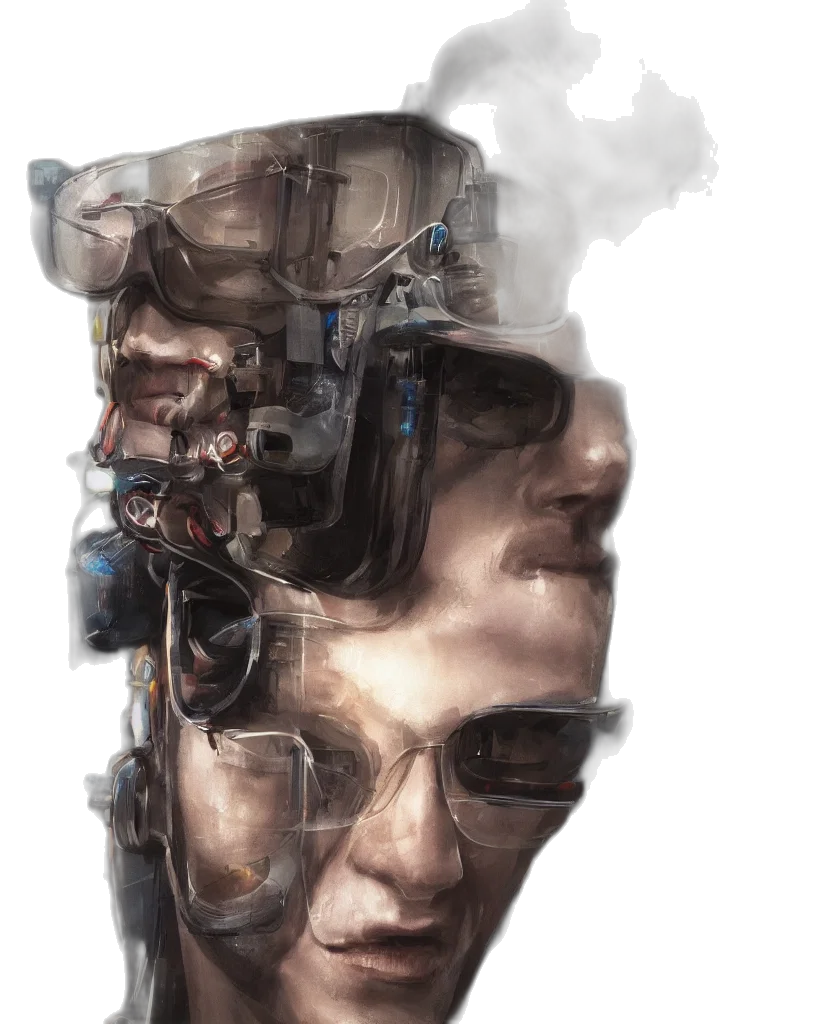 face, robot, mask, cyberpunk transparent PNG cut-out