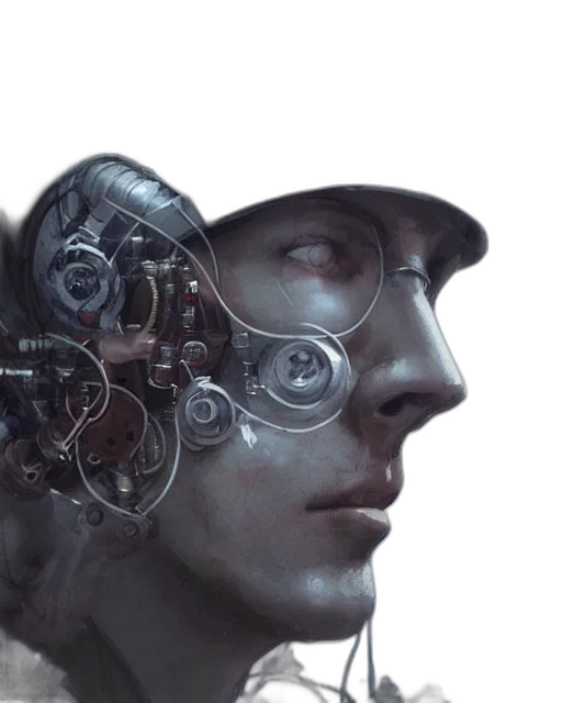 robot, face, mask, cyberpunk transparent PNG cut-out