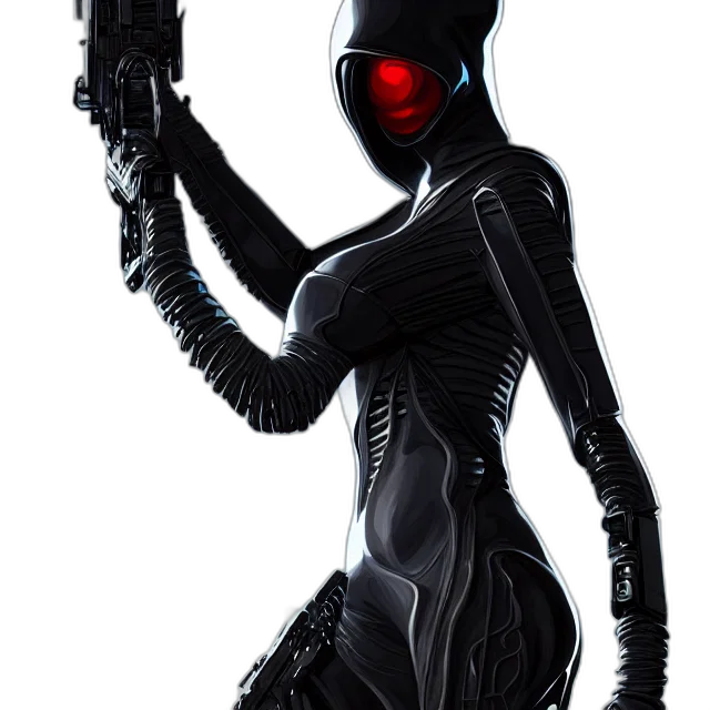 robot, creature, mask, staff transparent PNG cut-out