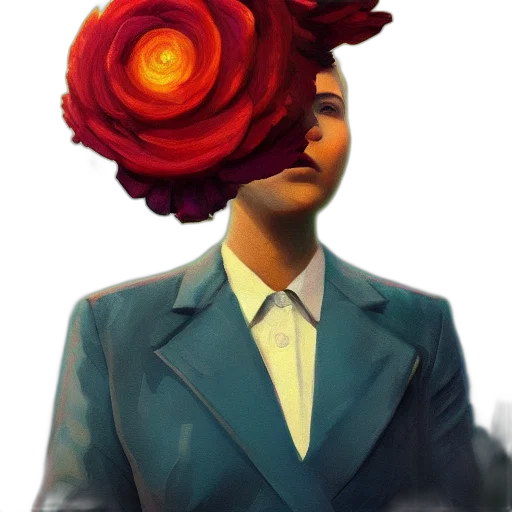 flower, crown, face, jacket transparent PNG cut-out