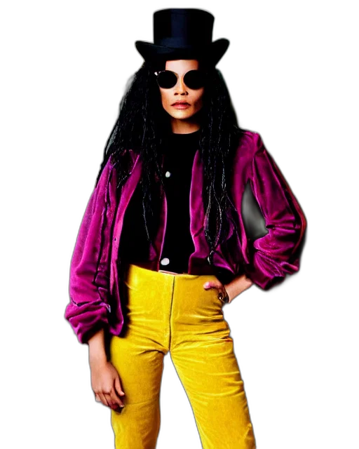 jacket, hat, hair, neon transparent PNG cut-out