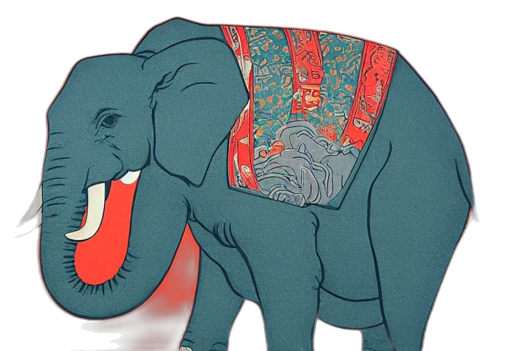 beautiful, painting, elephant, ukiyo transparent PNG cut-out