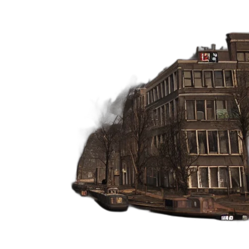 building, car, concept art, photorealistic transparent PNG cut-out