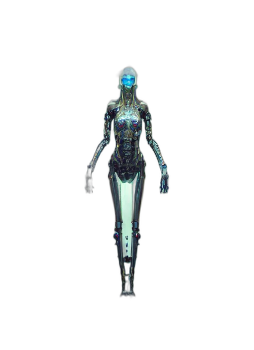 robot, dress, creature, staff transparent PNG cut-out