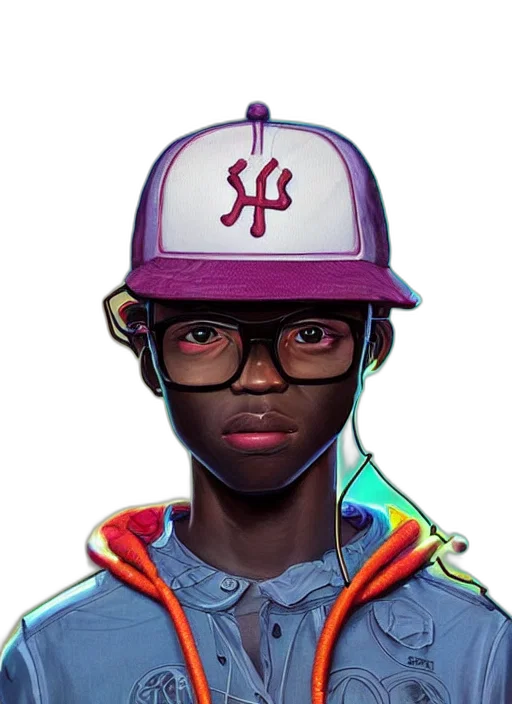 face, hat, concept art, 3d render transparent PNG cut-out