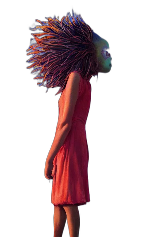 dress, hair, creature, mask transparent PNG cut-out
