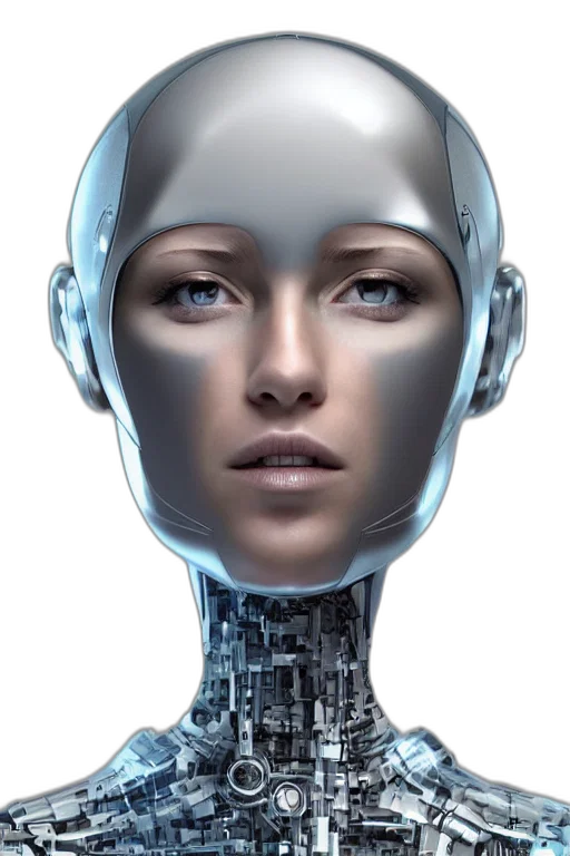 robot, face, cyberpunk, 3d render transparent PNG cut-out