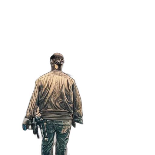 jacket, weapon, staff, robot transparent PNG cut-out
