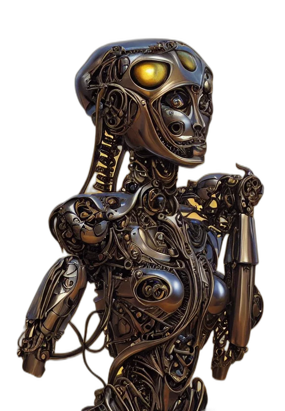 robot, jewelry, dress, cyberpunk transparent PNG cut-out