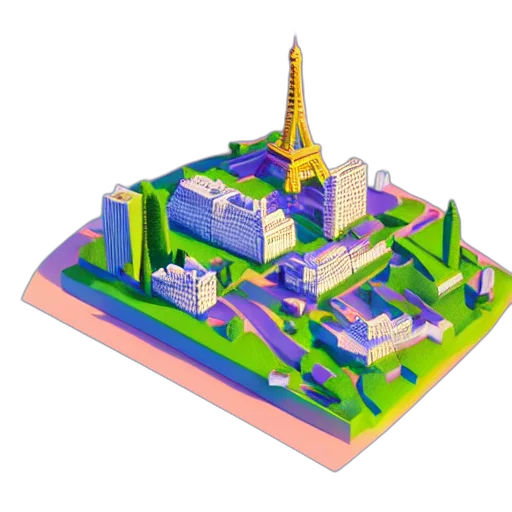 3d render, pixel art, concept art, vaporwave transparent PNG cut-out