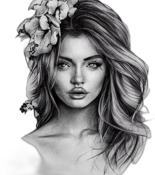 face, crown, hair, flower transparent PNG cut-out