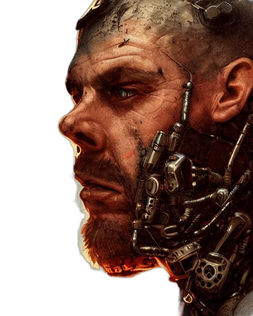 robot, face, weapon, cyberpunk transparent PNG cut-out