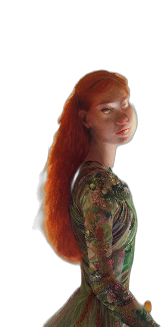 dress, staff, hair, face transparent PNG cut-out