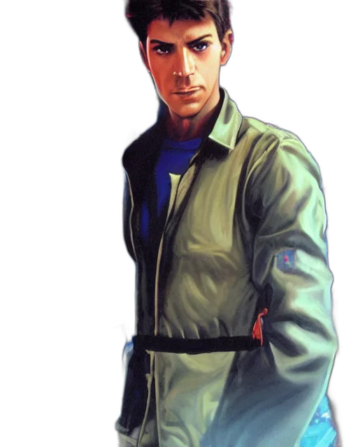 jacket, staff, face, concept art transparent PNG cut-out