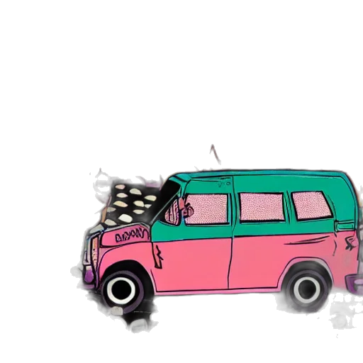 car, concept art, vaporwave, cartoon transparent PNG cut-out
