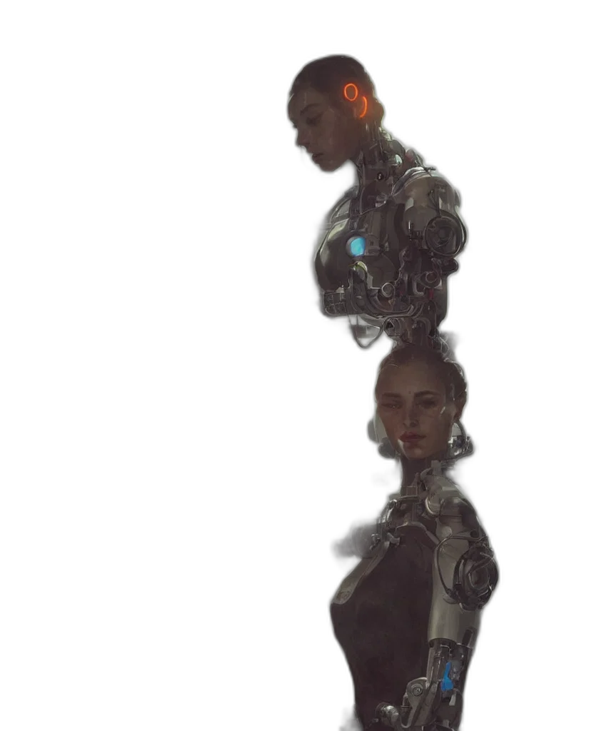 robot, jacket, staff, face transparent PNG cut-out