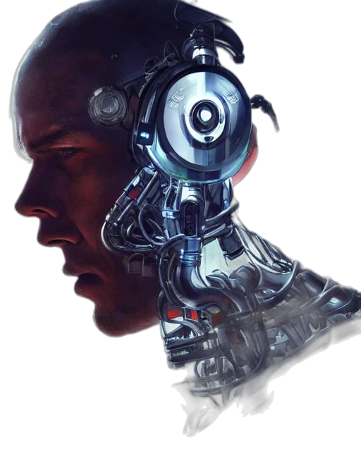 robot, face, mask, cyberpunk transparent PNG cut-out