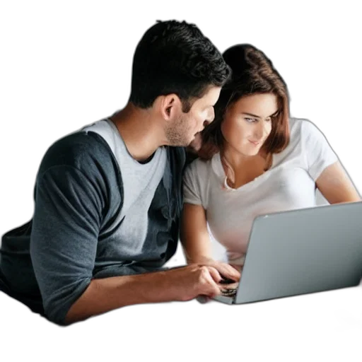 man, woman, bed, working transparent PNG cut-out