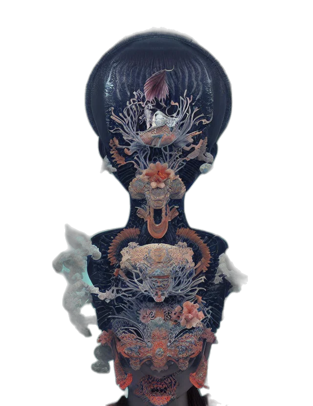 mask, crown, robot, dress transparent PNG cut-out