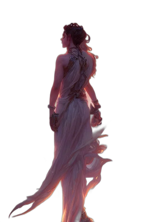 dress, staff, creature, crown transparent PNG cut-out