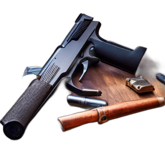 weapon, 3d render, photorealistic, full transparent PNG cut-out