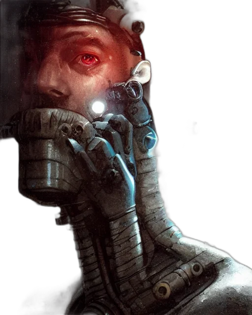 robot, face, mask, cyberpunk transparent PNG cut-out