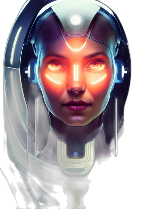 robot, face, mask, cyberpunk transparent PNG cut-out