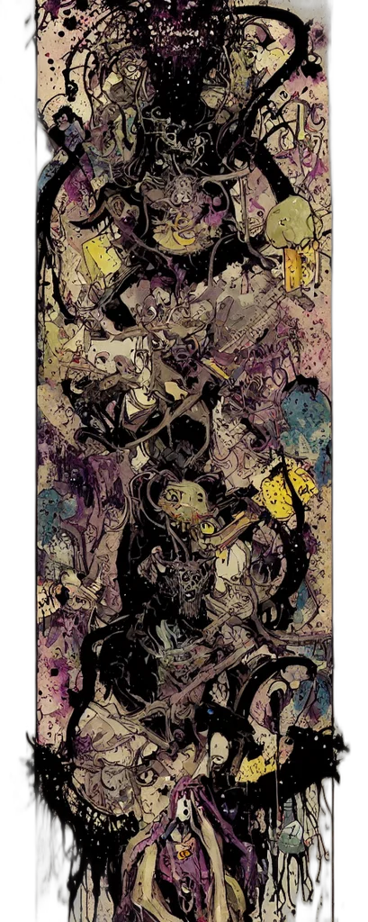 mask, sword, staff, comic book art transparent PNG cut-out