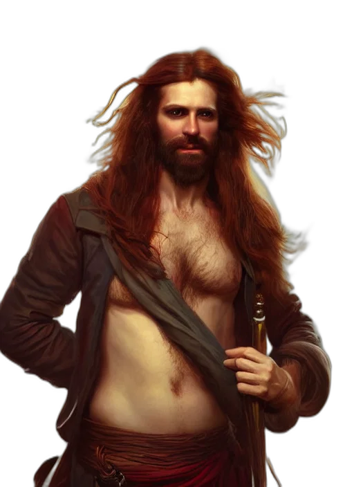 hair, staff, sword, fantasy art transparent PNG cut-out