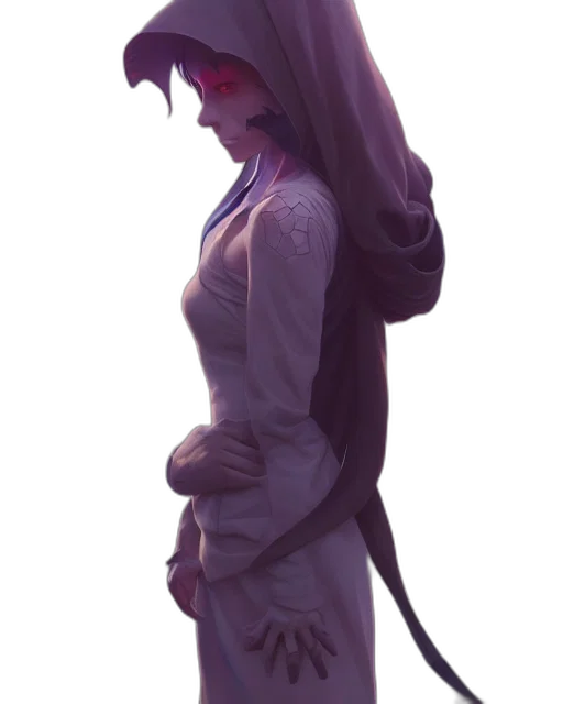 dress, creature, staff, mask transparent PNG cut-out