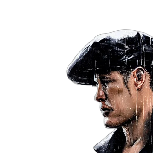 hat, face, photorealistic, comic book art transparent PNG cut-out